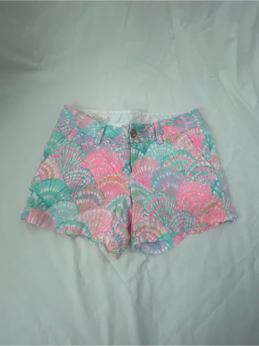 Lilly Pulitzer Callahan Shorts Size 4 Oh Shello Pink Aqua Seashell